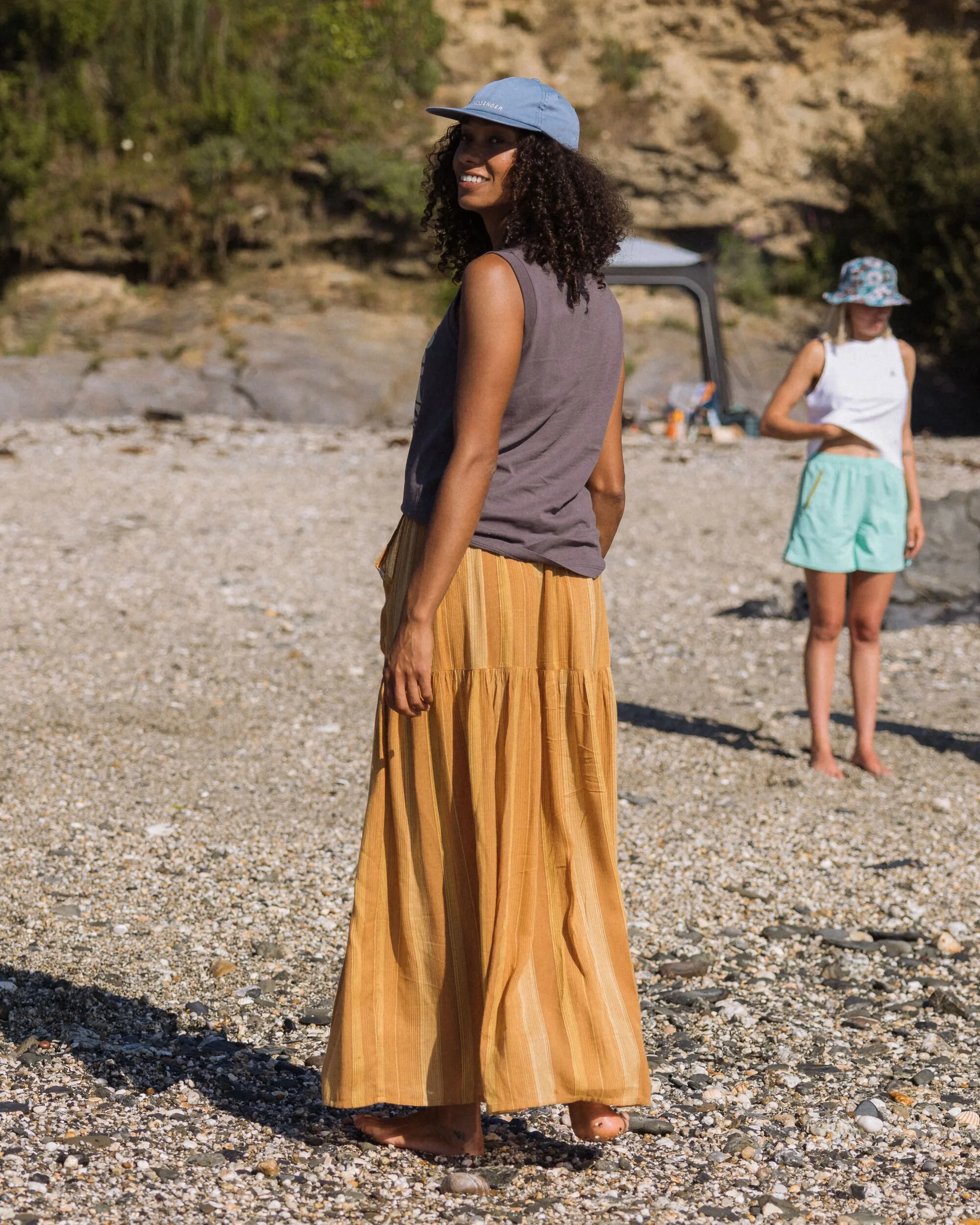 Zephyr Woven Maxi Skirt - Spruce Yellow Stripe - Image 4